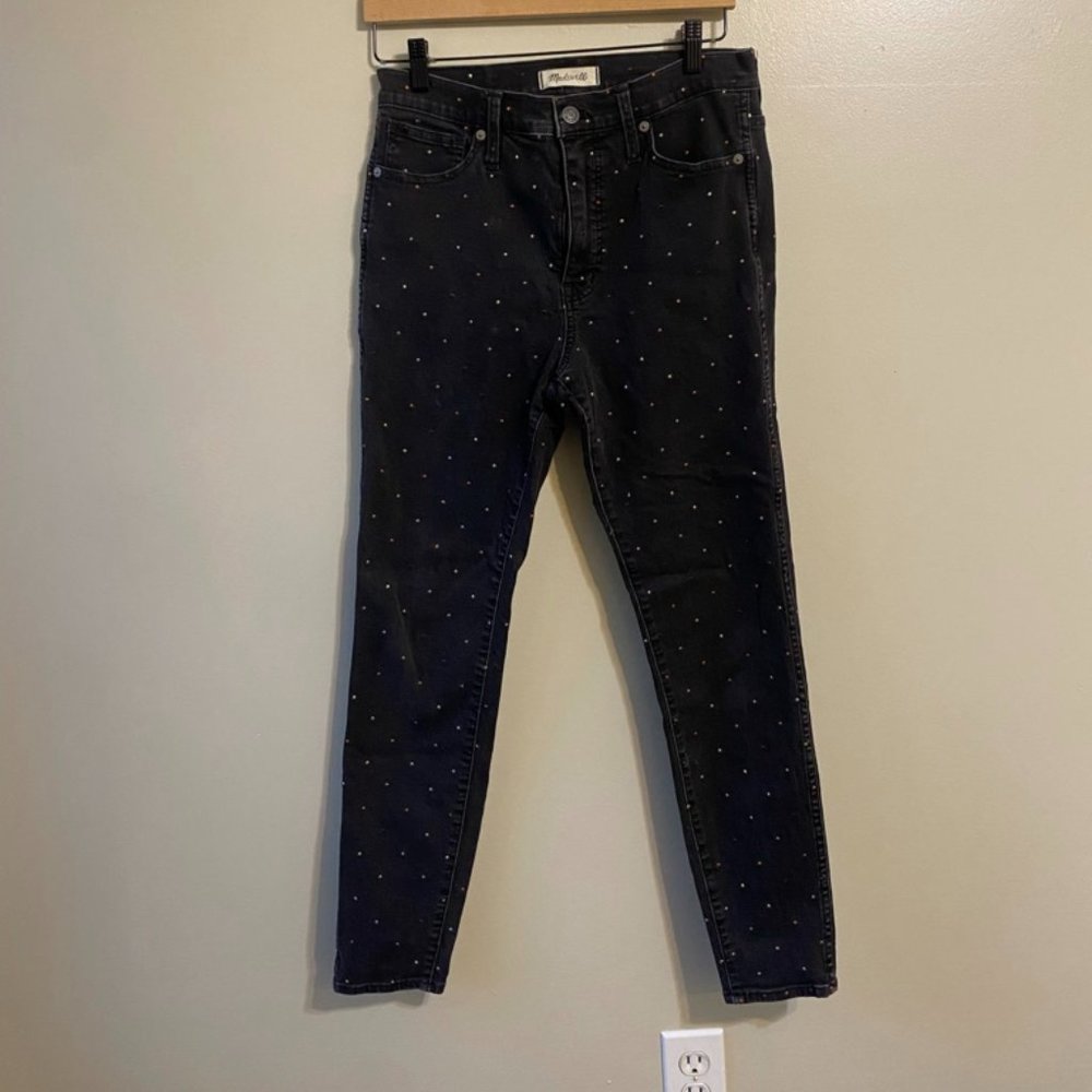10" High-Rise Skinny Jeans: Metallic Rainbow Dot Edition